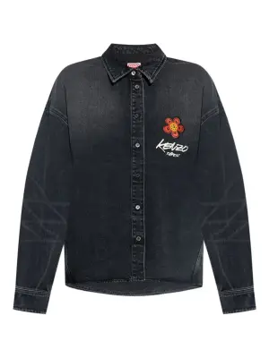 Джинсовая рубашка с вышивкой в виде цветов