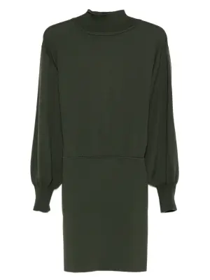 Платье мини с высоким воротником и объемными рукавами