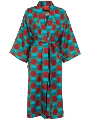 Шелковый халат с геометричным принтом