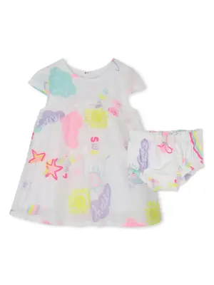 Комплект из платья и брюк с графичным принтом