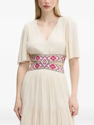 Ярусное платье макси с вышивкой