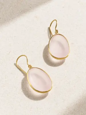 Серьги из розового кварца из золота 18 карат