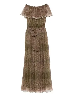 Платье макси с оборками и принтом пейсли