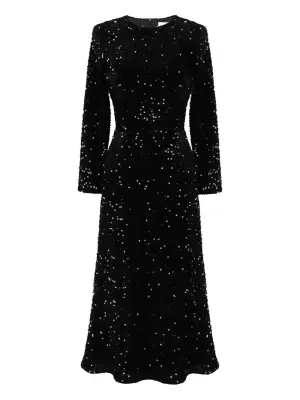 Бархатное платье миди с пайетками