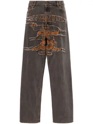 Прямые джинсы с эффектом потертости