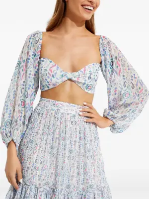 Топ с принтом и пышными рукавами