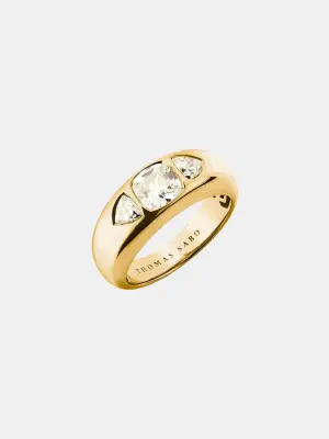Кольцо с белыми гранеными цирконами Bold Elegance