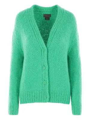 Кардиган с V-образным вырезом в рубчик