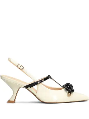 Туфли-лодочки на каблуке 70 мм с ремешком и бантом