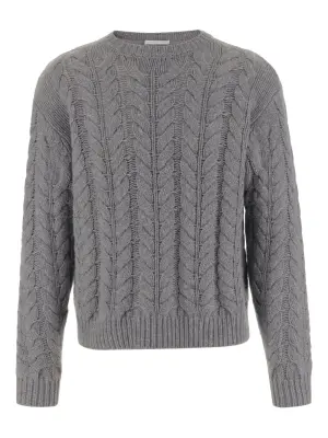 Свитер фактурной вязки с круглым вырезом