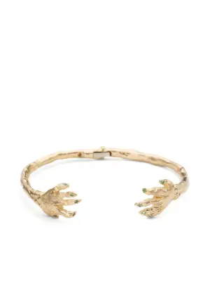 14kt yellow gold Hinded Hands emerald bracelet