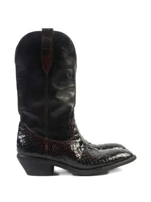 Сапоги с вставками из кожи рептилии