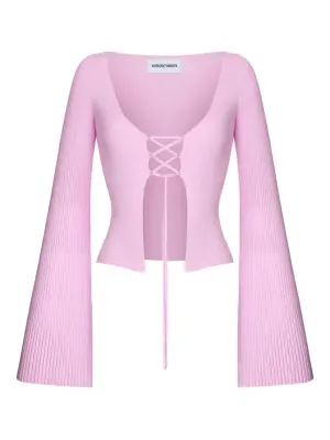 Топ в рубчик со шнуровкой