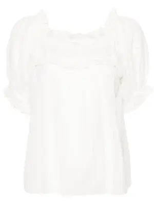 Блузка с объемными рукавами и кружевом