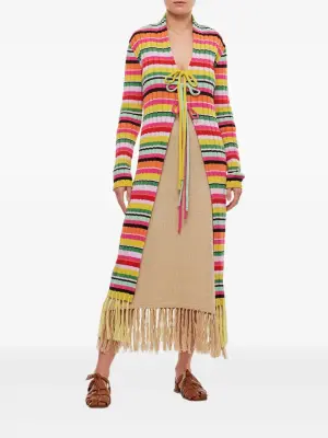 Полосатый кардиган с бахромой