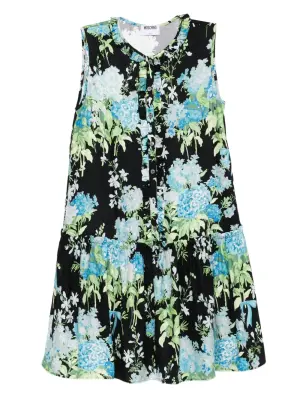 платье мини с цветочным принтом и оборками