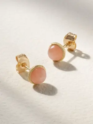 Серьги из желтого золота 750 пробы с лунным камнем Lotus