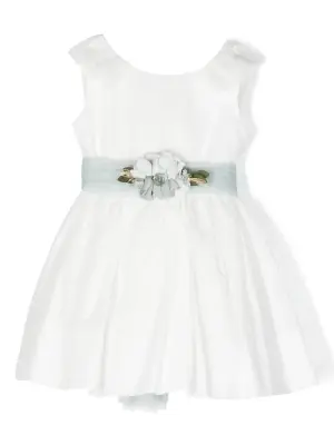 Платье миди с цветочной аппликацией