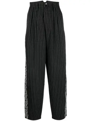Полосатые брюки с завышенной талией