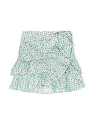 Мини-юбка с оборками и цветочным принтом