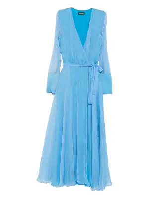 Платье миди с запахом и длинными рукавами