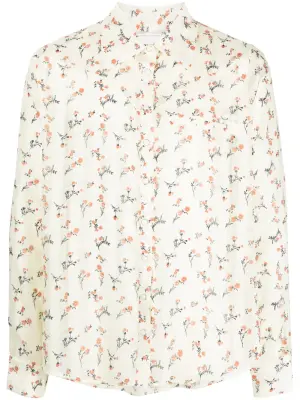 Рубашка с длинными рукавами и цветочным принтом