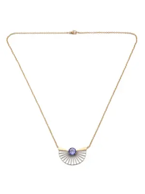 18kt yellow gold Large Fan tanzanite necklace