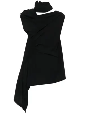 креповая блузка асимметричного кроя