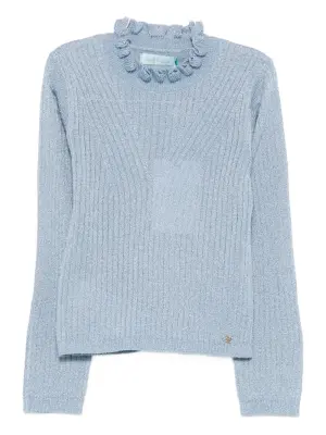 Джемпер в рубчик с высоким воротником