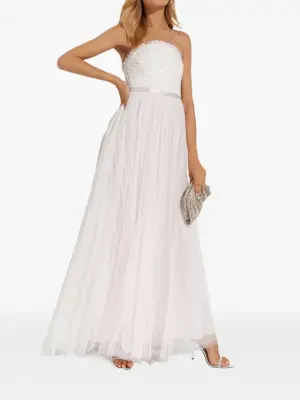 Платье макси без бретелей с пайетками