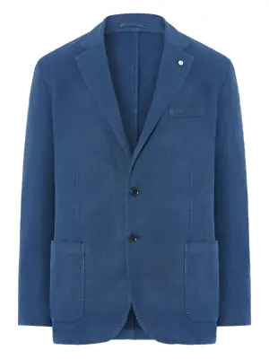 Льняной пиджак с накладными карманами