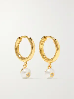 Серьги-кольца Micro Gabby из переработанного золота 750 пробы с жемчугом и бриллиантами, эксклюзивно для NET SUSTAIN