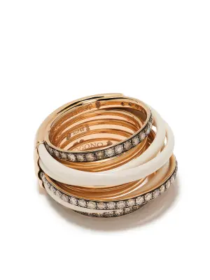 Кольцо из розового золота с эмалью и бриллиантами