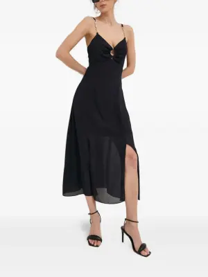 Платье миди с вырезами и цепочками на бретелях