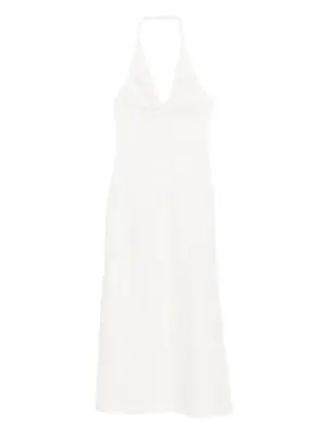 Платье с вырезом халтер и вышивкой