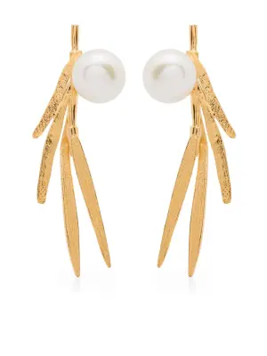 Серьги Bamboo Leaf с жемчугом