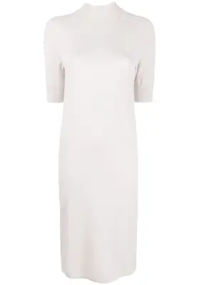 Шерстяное платье миди в рубчик