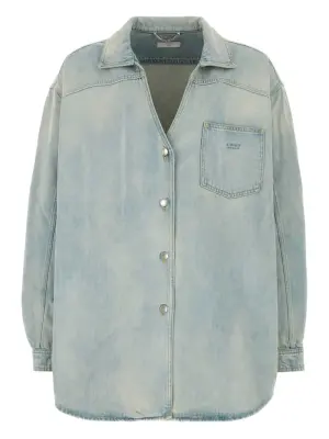 джинсовая рубашка с эффектом потертости