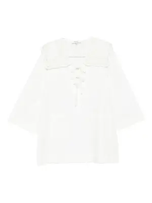 Платье с кружевным воротником и завязками