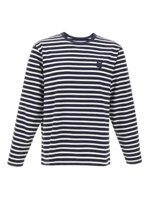 Свитер с нашивкой-логотипом и контрастными полосками