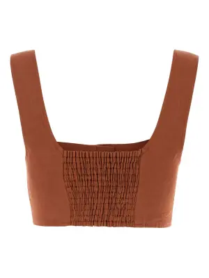 Льняной топ с квадратным вырезом