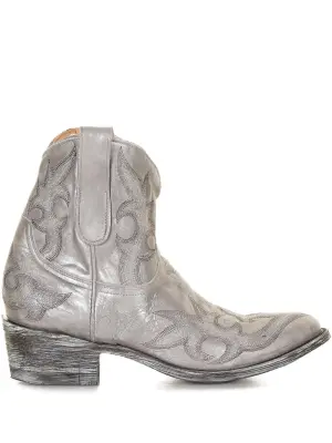 Ковбойские сапоги из кожи с эффектом металлик, каблук 40 мм