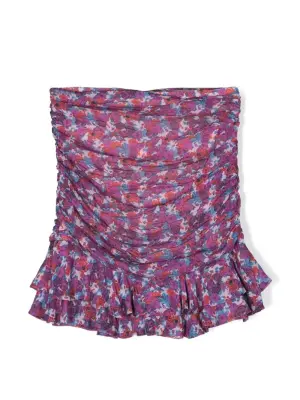 Юбка со сборками и цветочным принтом