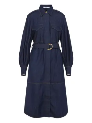 Джинсовое платье-рубашка с поясом