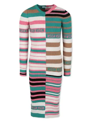 Платье в полоску вязки интарсия с логотипом