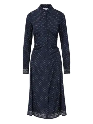Приталенное платье миди в горох