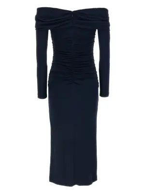 Платье миди с открытыми плечами