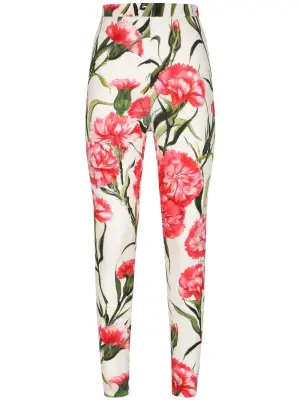 Шелковые легинсы с цветочным принтом