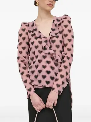 Блузка с оборками и принтом