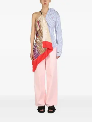 Полосатое платье с шарфом